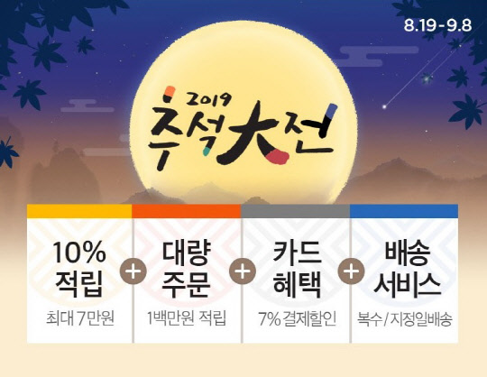 CJmall은 오는 9월8일까지 '2019 추석 대전' 기획전을 열고 추석 선물세트를 할인 판매한다고 23일 밝혔다. <CJmall 제공>